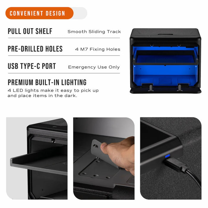 Image of Touchscreen Biometric Fingerprint Pistol Safe, Dual-Layer Closet Safe for Handguns, Documents and Valuables [0.9 Cu. Ft.]--Item# 13395