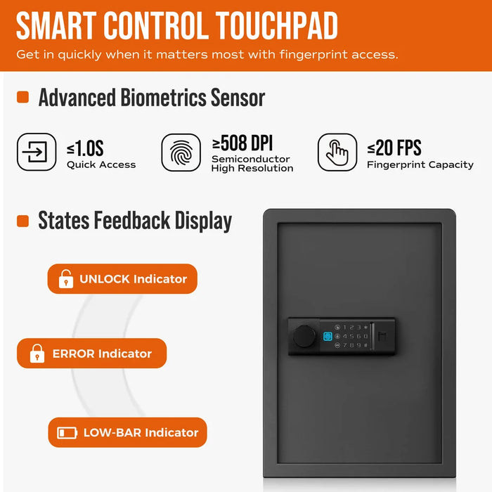 Image of Biometric Home Safe with Fingerprint Scanner and Digital Keypad for Cash and Jewelry [1.8 Cu. Ft.]--Item# 13420