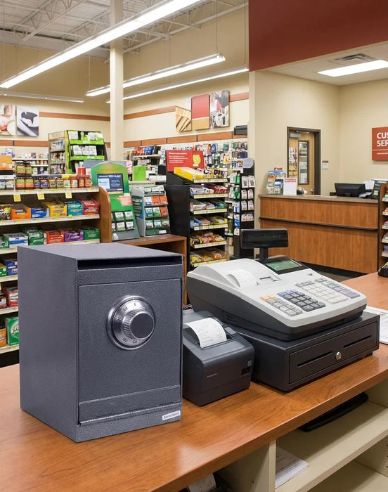 Image of Drop Slot Safe with Dial Combination Lock for Retail Business Cash Till Security [0.4 Cu. Ft.]--Item# 13185