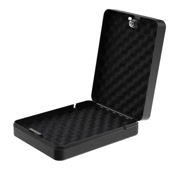 Image of Portable Handgun Safe and Key Lock Box with Steel Security Cable, Travel Pistol Case--Item# 13400