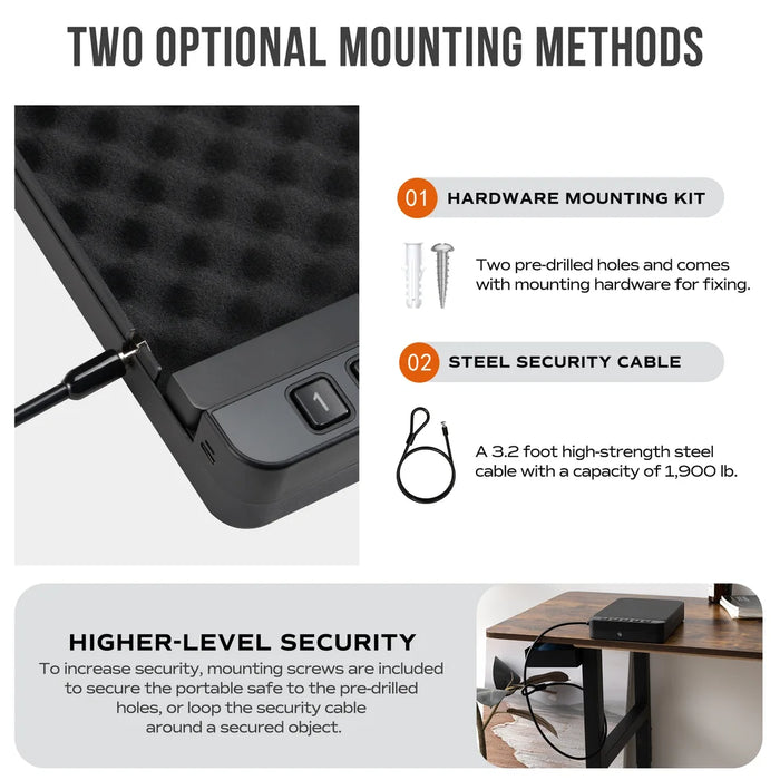 Image of Portable Car Gun Safe with Electronic Keypad - Quick Access Pistol Lock Box for Home and Travel Handgun Storage [0.1 Cu. Ft.]--Item# 13375