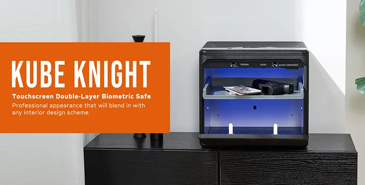 Image of Touchscreen Biometric Fingerprint Pistol Safe, Dual-Layer Closet Safe for Handguns, Documents and Valuables [0.9 Cu. Ft.]--Item# 13395