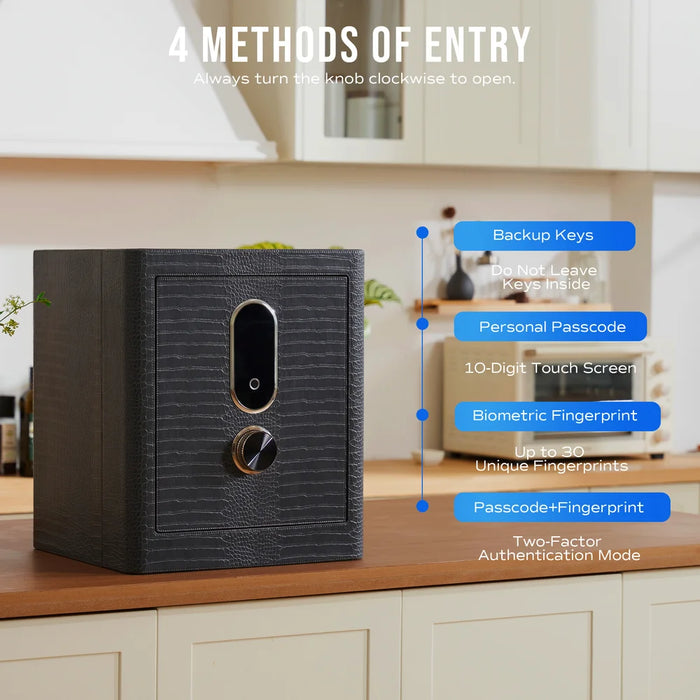 Image of RPNB RPLH50 Luxury Leather-Wrapped Biometric Fingerprint Home Safe, Item# 13055-Item# 13055