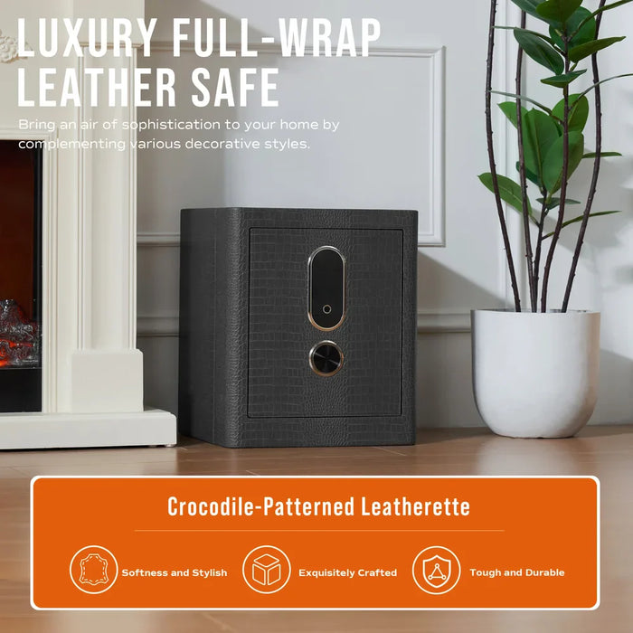 Image of RPNB RPLH50 Luxury Leather-Wrapped Biometric Fingerprint Home Safe, Item# 13055-Item# 13055-NationwideSafes.com