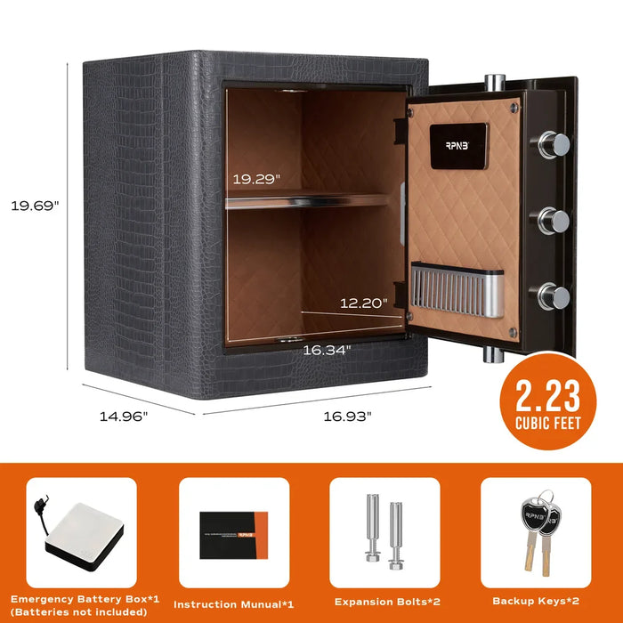 Image of RPNB RPLH50 Luxury Leather-Wrapped Biometric Fingerprint Home Safe, Item# 13055-Item# 13055-NationwideSafes.com